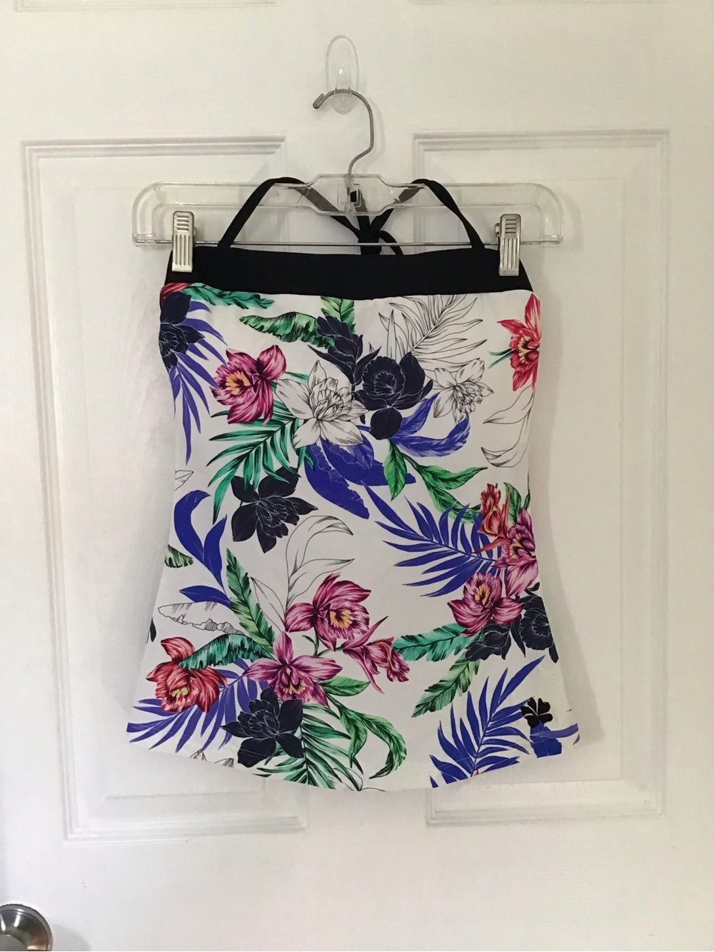 Hapari White Floral One-Piece Swimsuit with Black Trim